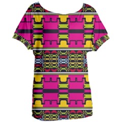 Pink Yellow Green Shapes                                                     Women s Oversized Tee by LalyLauraFLM