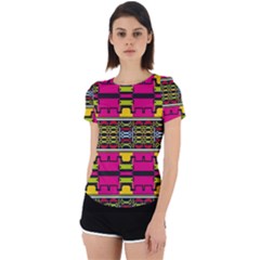 Pink Yellow Green Shapes                                                       Back Cut Out Sport Tee