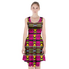 Pink Yellow Green Shapes                                                           Racerback Midi Dress by LalyLauraFLM