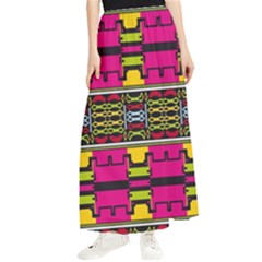 Pink Yellow Green Shapes                                                      Maxi Chiffon Skirt