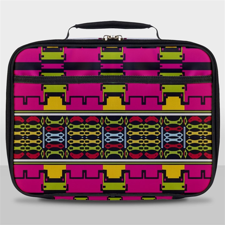 Pink yellow green shapes                                                       Full Print Lunch Bag