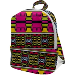 Pink Yellow Green Shapes                                                   Zip Up Backpack