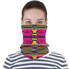 Pink Yellow Green Shapes                                                   Face Seamless Bandana (adult) by LalyLauraFLM