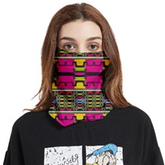 Pink Yellow Green Shapes                                                  Face Covering Bandana (two Sides)