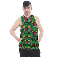 Rectangles On A Green Background                                                      Men s Sleeveless Hoodie by LalyLauraFLM