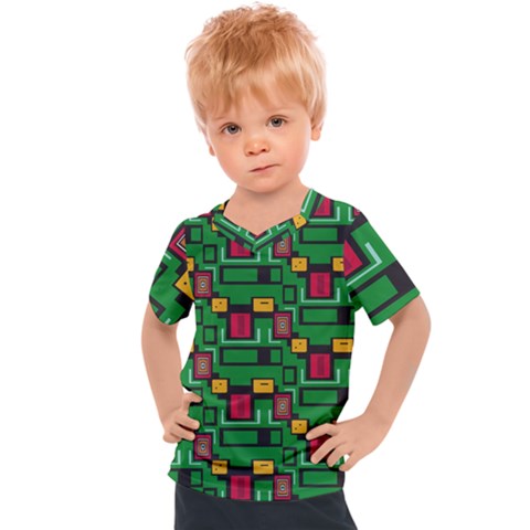 Rectangles On A Green Background                                                      Kids  Sports Tee by LalyLauraFLM