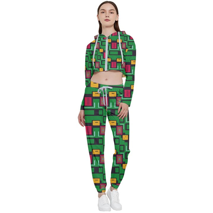 Rectangles on a green background                                                        Cropped Zip Up Lounge Set