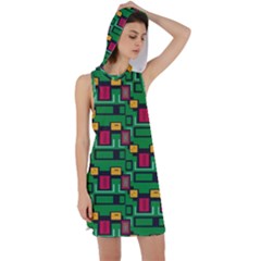 Rectangles On A Green Background                                                         Racer Back Hoodie Dress by LalyLauraFLM