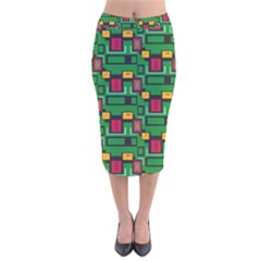 Rectangles On A Green Background                                                          Velvet Pencil Skirt by LalyLauraFLM