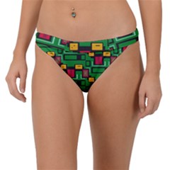 Rectangles On A Green Background                                                       Band Bikini Bottom by LalyLauraFLM