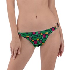 Rectangles On A Green Background                                                        Ring Detail Bikini Bottom by LalyLauraFLM