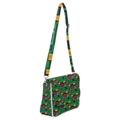 Rectangles On A Green Background                                                    Shoulder Bag With Back Zipper by LalyLauraFLM