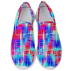 Red Blue Messy Stripes                                                        Men s Slip On Sneakers by LalyLauraFLM