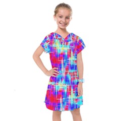 Red Blue Messy Stripes                                                          Kids  Drop Waist Dress by LalyLauraFLM