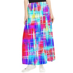 Red Blue Messy Stripes                                                        Maxi Chiffon Skirt by LalyLauraFLM