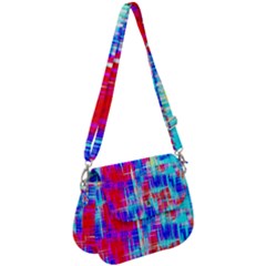 Red Blue Messy Stripes                                                    Saddle Handbag by LalyLauraFLM