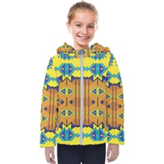 Tribal Pattern                                                         Kids  Hooded Puffer Jacket by LalyLauraFLM