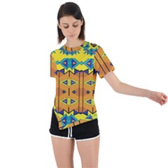 Tribal Pattern                                                           Asymmetrical Short Sleeve Sports Tee