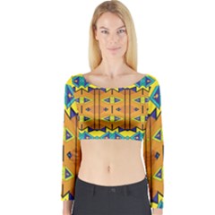 Tribal Pattern                                                          Long Sleeve Crop Top by LalyLauraFLM