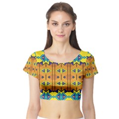 Tribal Pattern                                                          Short Sleeve Crop Top by LalyLauraFLM