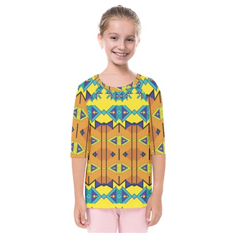 Tribal Pattern                                                         Kids  Quarter Sleeve Raglan Tee by LalyLauraFLM