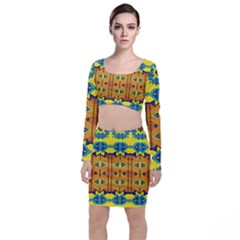 Tribal Pattern                                                             Long Sleeve Crop Top & Bodycon Skirt Set by LalyLauraFLM