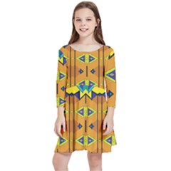 Tribal Pattern                                                            Kids  Quarter Sleeve Skater Dress by LalyLauraFLM