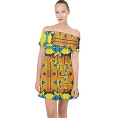 Tribal Pattern                                                        Off Shoulder Chiffon Dress by LalyLauraFLM