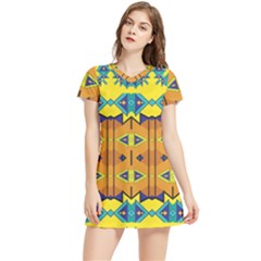 Tribal Pattern                                                        Short Sleeve V-neck Dress