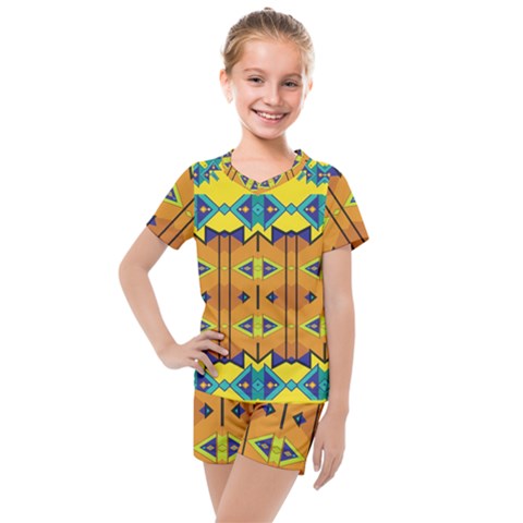 Tribal Pattern                                                          Kids  Mesh Tee And Shorts Set by LalyLauraFLM