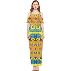 Tribal Pattern                                                         Draped Sleeveless Chiffon Jumpsuit