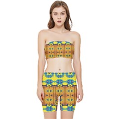 Tribal Pattern                                                          Stretch Shorts And Tube Top Set