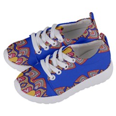 Yellow Red Shapes On A Blue Background                                                       Kids  Lightweight Sports Shoes by LalyLauraFLM