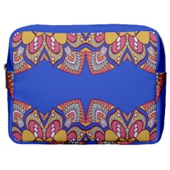 Yellow Red Shapes On A Blue Background                                                          Make Up Pouch (large) by LalyLauraFLM