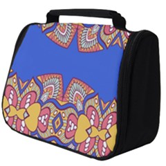 Yellow Red Shapes On A Blue Background                                                          Full Print Travel Pouch (big) by LalyLauraFLM