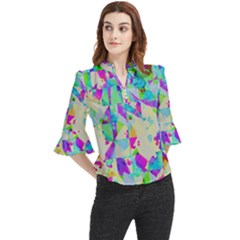 Watercolors Spots                                                          Loose Horn Sleeve Chiffon Blouse