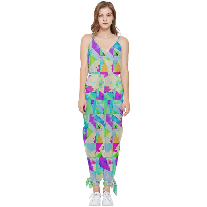 Watercolors spots                                                         Sleeveless Tie Ankle Jumpsuit