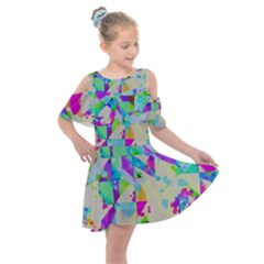 Watercolors Spots                                                       Kids  Shoulder Cutout Chiffon Dress