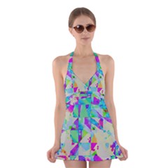 Watercolors Spots                                                             Halter Swimsuit Dress by LalyLauraFLM