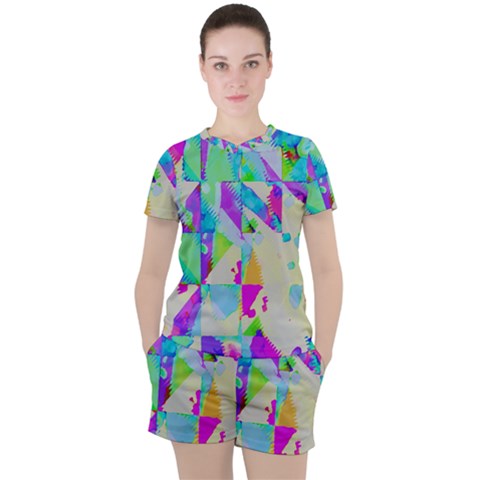 Watercolors Spots                                                          Women s Mesh Tee And Shorts Set by LalyLauraFLM