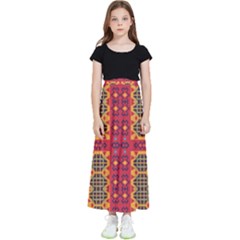 Shapes In Retro Colors2                                                              Kids  Flared Maxi Skirt