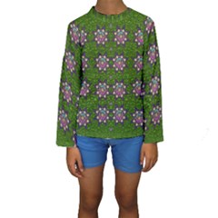 Star Over The Healthy Sacred Nature Ornate And Green Kids  Long Sleeve Swimwear by pepitasart