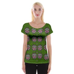 Star Over The Healthy Sacred Nature Ornate And Green Cap Sleeve Top by pepitasart