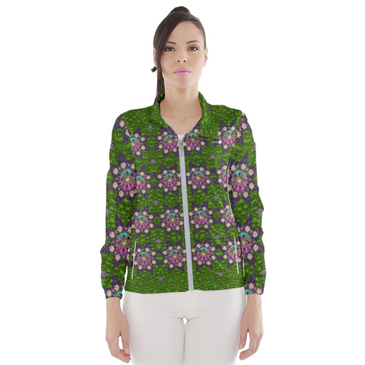 Star Over The Healthy Sacred Nature Ornate And Green Women s Windbreaker