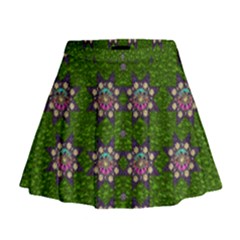 Star Over The Healthy Sacred Nature Ornate And Green Mini Flare Skirt by pepitasart