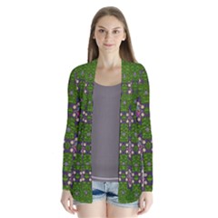 Star Over The Healthy Sacred Nature Ornate And Green Drape Collar Cardigan by pepitasart