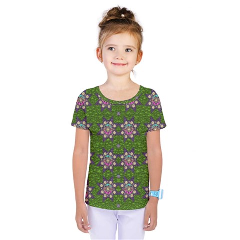 Star Over The Healthy Sacred Nature Ornate And Green Kids  One Piece Tee by pepitasart