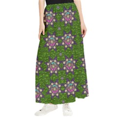 Star Over The Healthy Sacred Nature Ornate And Green Maxi Chiffon Skirt