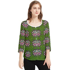 Star Over The Healthy Sacred Nature Ornate And Green Chiffon Quarter Sleeve Blouse by pepitasart