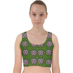 Star Over The Healthy Sacred Nature Ornate And Green Velvet Racer Back Crop Top by pepitasart